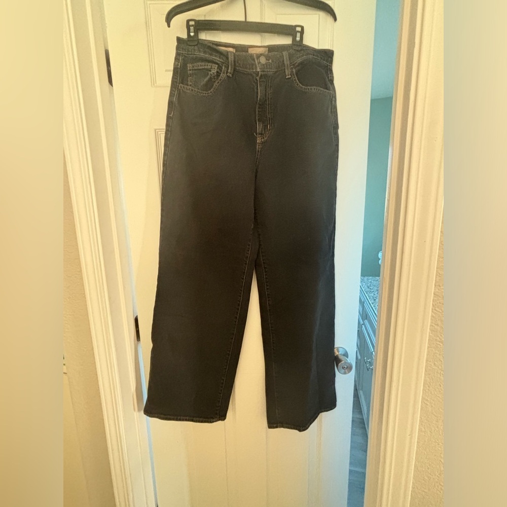 Universal Thread Womens High Rise Wide  Leg  Black Pants Stretch Size 12R